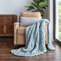 Comfort Canopy - Throw Blanket, Blush Pink Chunky Soft Acrylic Hand-Knit
