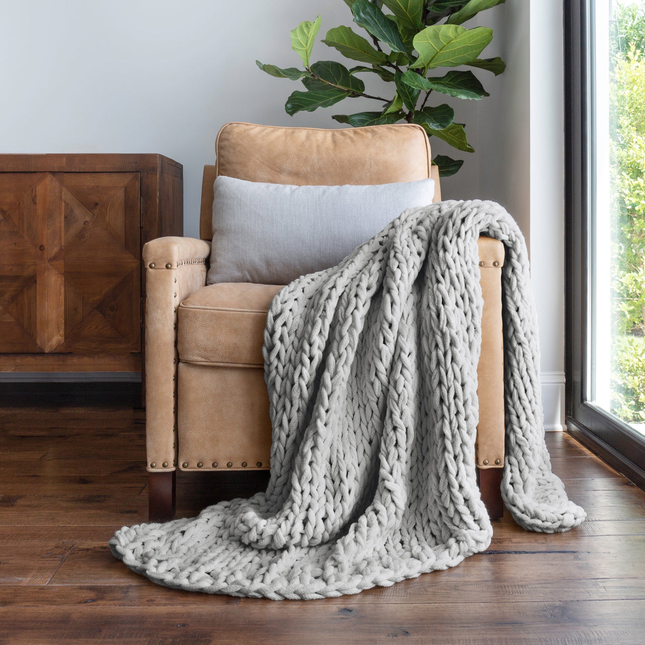 Comfort Canopy - Throw Blanket, Blush Pink Chunky Soft Acrylic Hand-Knit