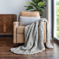 Comfort Canopy - Throw Blanket, Blush Pink Chunky Soft Acrylic Hand-Knit