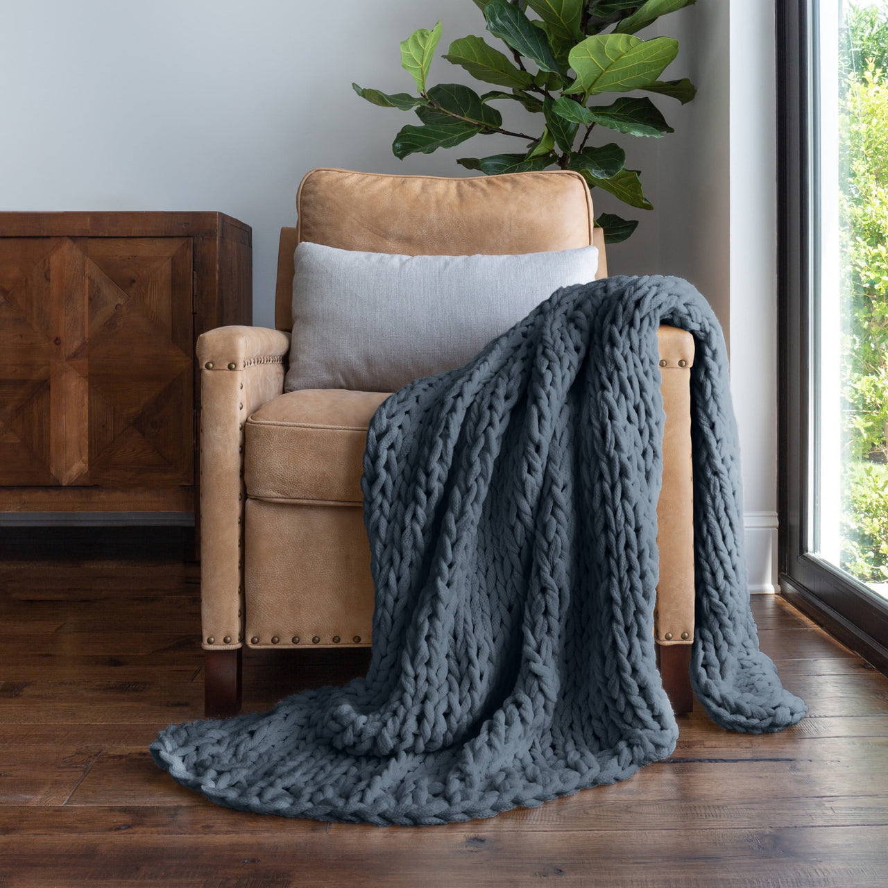 Comfort Canopy - Throw Blanket, Blush Pink Chunky Soft Acrylic Hand-Knit