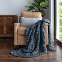 Comfort Canopy - Throw Blanket, Blush Pink Chunky Soft Acrylic Hand-Knit