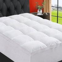 EMONIA 100% 400TC Mattress Topper Queen for Back Pain, 900GSM Mattress Pad Pillow Top, Quilted Fitted Mattress Protector Cover with 8-21