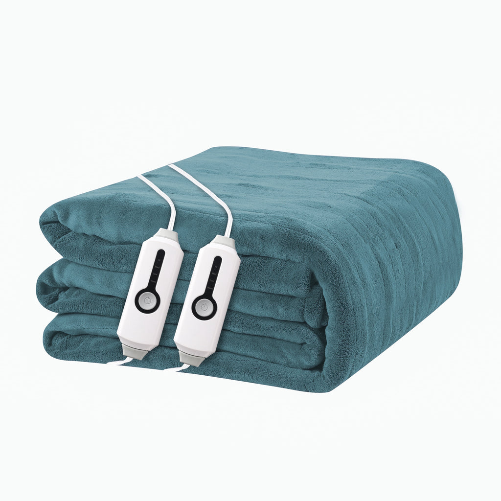 YAKEE Electric Heated Blanket 72"x84" Full Size - Soft Warm Coral Fleece, 4 Heat Levels, 10 Hours Auto-off, Machine Washable with Overheat Protection, Gray