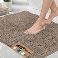 GORILLA GRIP Chenille Bath Rug 24x17, Rubber Backing Quick Dry Washable Microfiber Mats, Grey