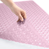 GORILLA GRIP Patented Bath Tub Shower Mat, Machine Washable Bathtub Floor Liner Mats, Suction Cups and Drain Holes to Keep Tubs Clean, Soft on Feet, Bathroom Essentials, 35x16 Inch, Clear