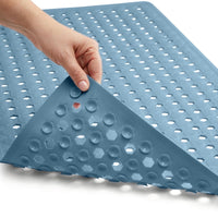 GORILLA GRIP Patented Bath Tub Shower Mat, Machine Washable Bathtub Floor Liner Mats, Suction Cups and Drain Holes to Keep Tubs Clean, Soft on Feet, Bathroom Essentials, 35x16 Inch, Clear