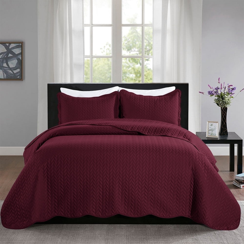 Imperial Rooms 2 Piece Quilt Set Chevron Microfiber Soft Kids Bedspreads & Pillow Shams Purple Twin
