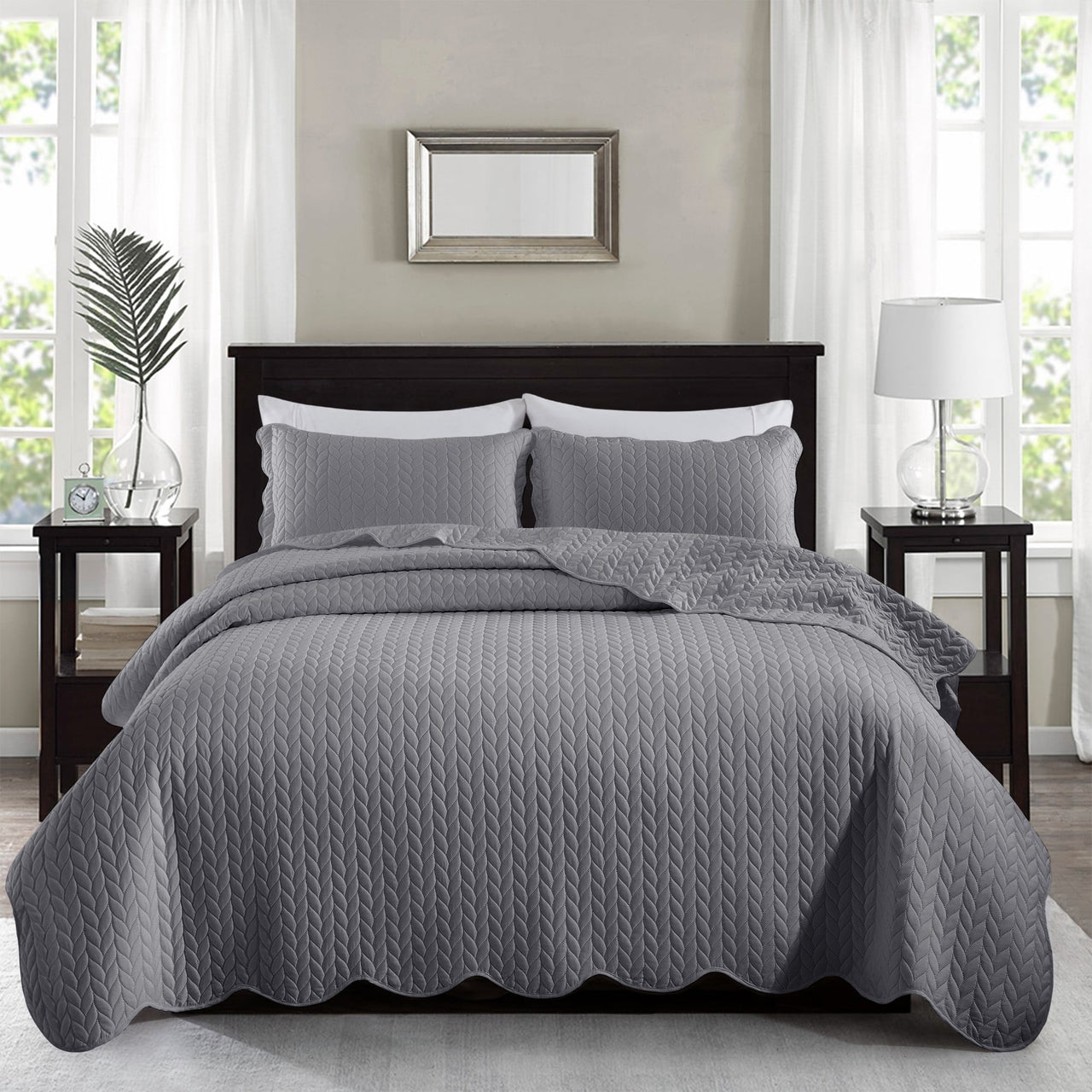 Imperial Rooms 2 Piece Quilt Set Chevron Microfiber Soft Kids Bedspreads & Pillow Shams Purple Twin