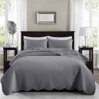 Imperial Rooms 2 Piece Quilt Set Chevron Microfiber Soft Kids Bedspreads & Pillow Shams Purple Twin