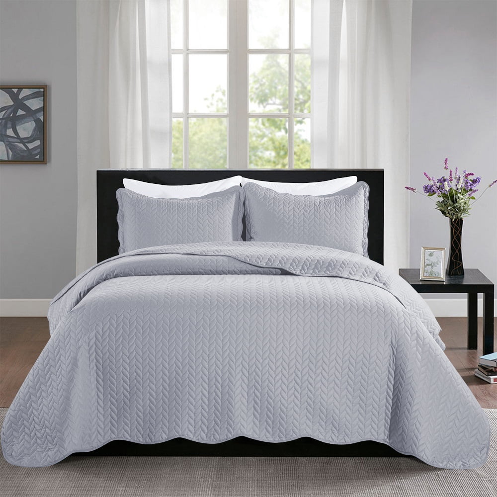 Imperial Rooms 2 Piece Quilt Set Chevron Microfiber Soft Kids Bedspreads & Pillow Shams Purple Twin