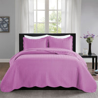 Imperial Rooms 2 Piece Quilt Set Chevron Microfiber Soft Kids Bedspreads & Pillow Shams Purple Twin