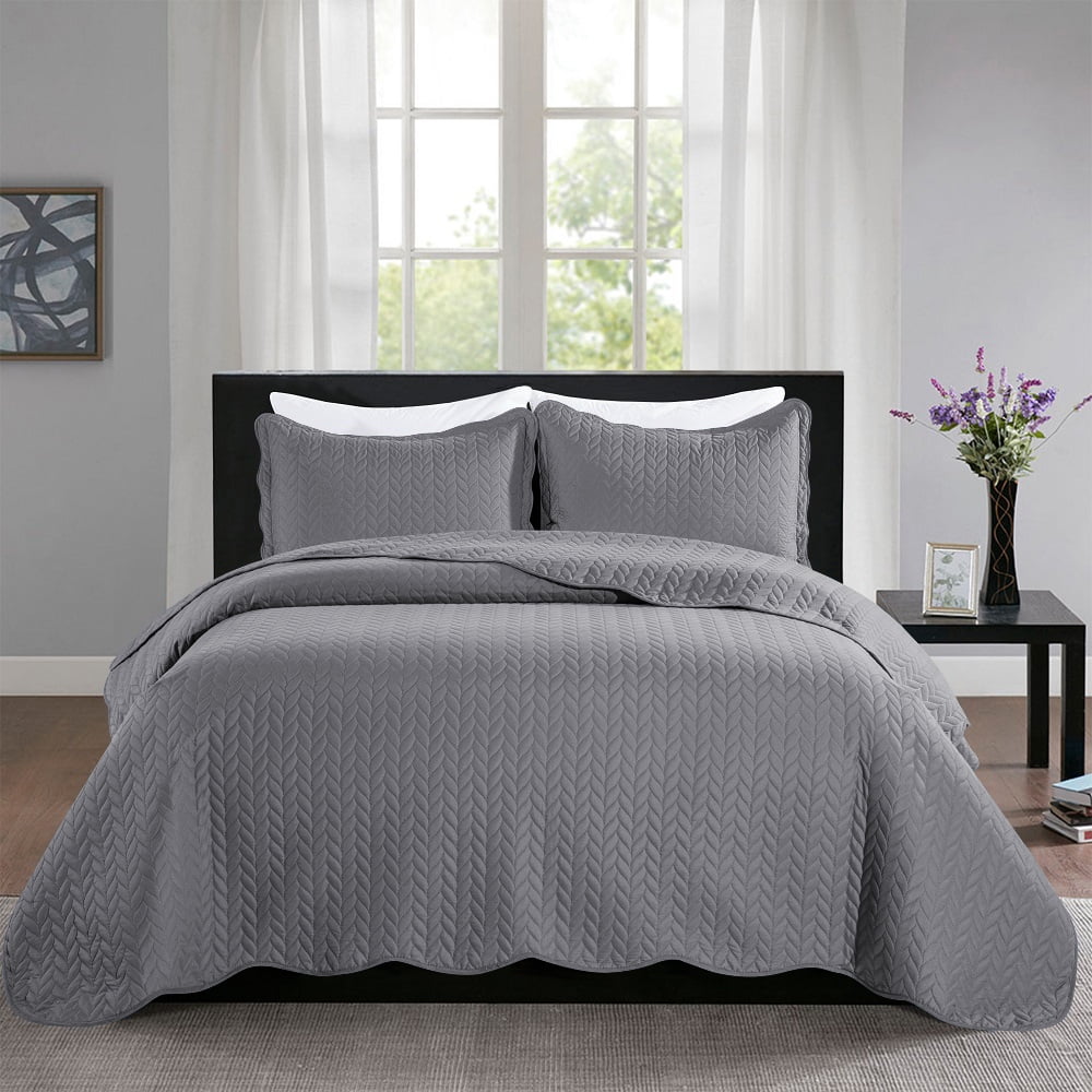 Imperial Rooms 2 Piece Quilt Set Chevron Microfiber Soft Kids Bedspreads & Pillow Shams Purple Twin