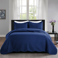 Imperial Rooms 2 Piece Quilt Set Chevron Microfiber Soft Kids Bedspreads & Pillow Shams Purple Twin