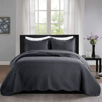 Imperial Rooms 2 Piece Quilt Set Chevron Microfiber Soft Kids Bedspreads & Pillow Shams Purple Twin