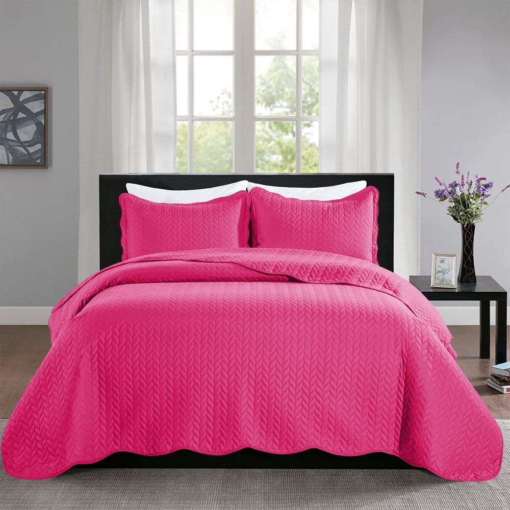 Imperial Rooms 2 Piece Quilt Set Chevron Microfiber Soft Kids Bedspreads & Pillow Shams Purple Twin