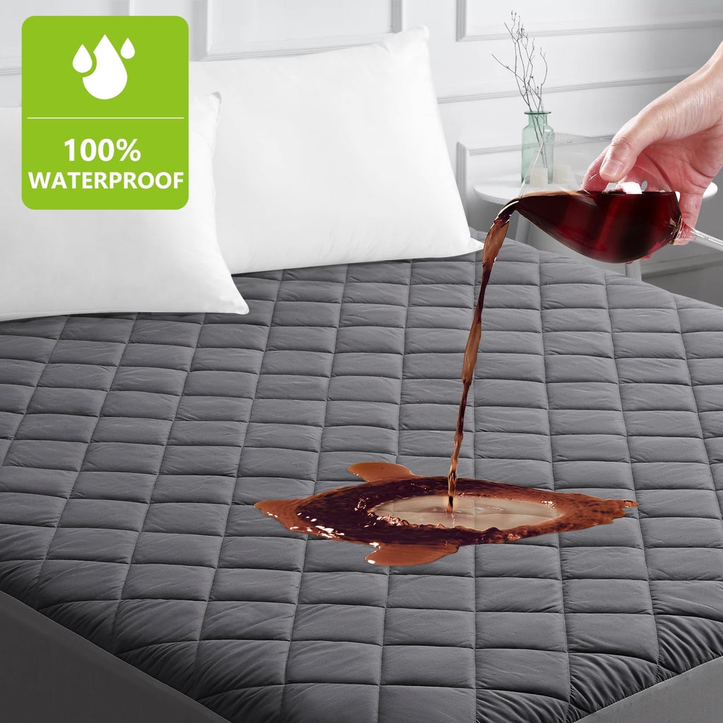 JPHOME Queen Size Quilted Fitted Mattress Pad Cover, 100% Waterproof Mattress Protector, Deep Pocket Fitted 8" - 21", Breathable & Noiseless, Soft and Comfortable (60" x 80", White)