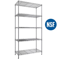 Ktaxon 5-Tier Wire Shelving Unit, Steel Storage Rack for Garage Office Kitchen Silver, 30