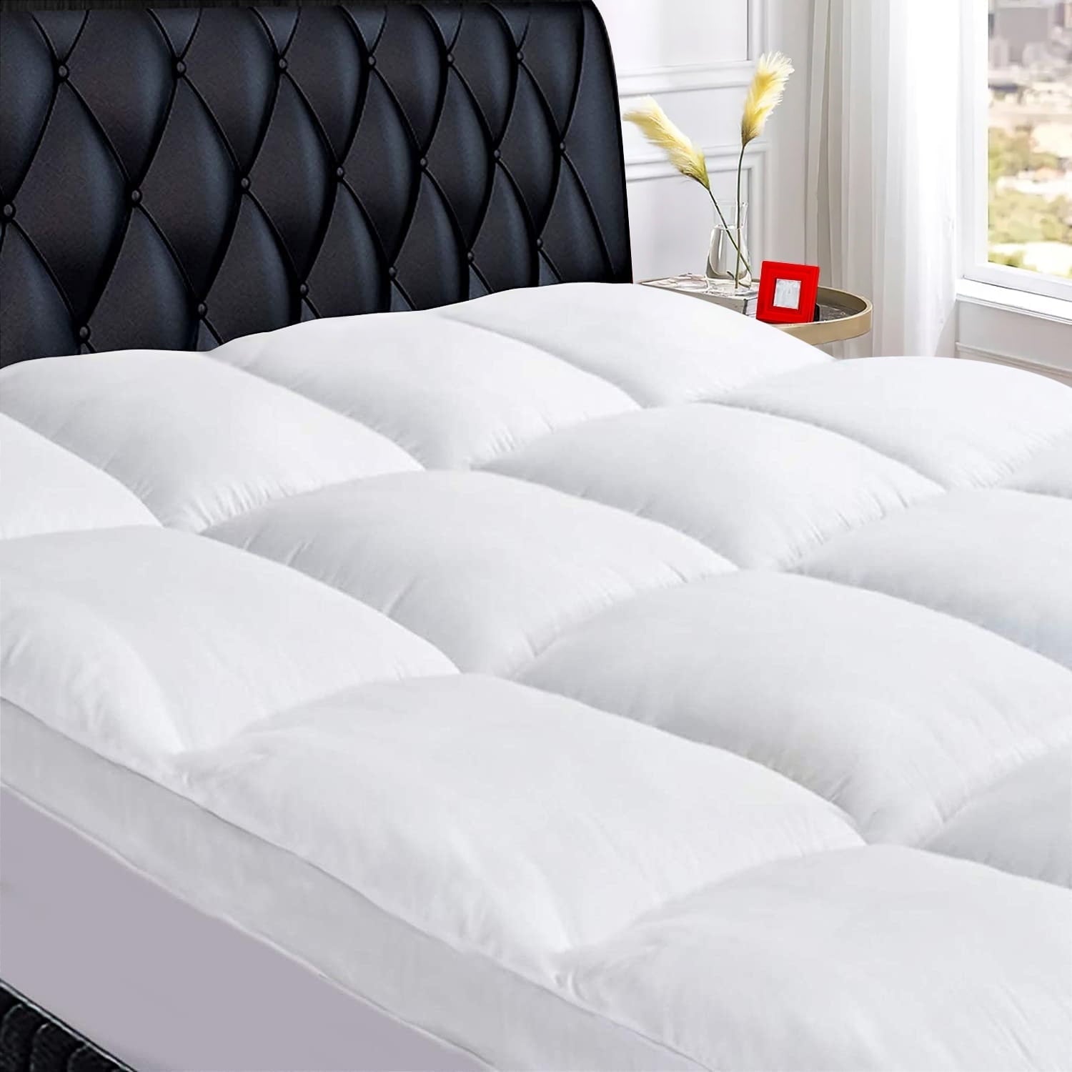 Meritlife Extra Thick Queen Mattress Topper, 400TC Cotton Pillow Top with 5D Spiral Fiber, Deep Pocket, Cooling Plush