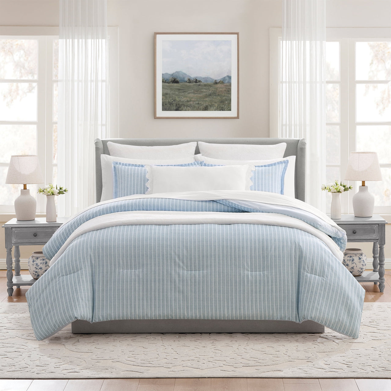 My Texas House Plaid 11-Piece Comforter Set with Sheets, Taupe, Queen