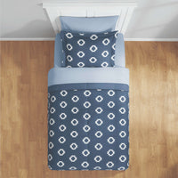 Mainstays All in One Reversible Comforter and Sheet Set- 7 Piece, Queen, Blue Pinstripe