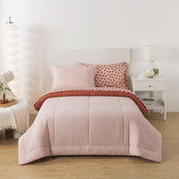 Mainstays All in One Reversible Comforter and Sheet Set- 7 Piece, Queen, Blue Pinstripe