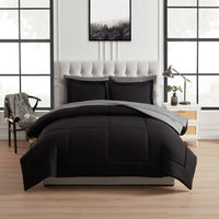 Mainstays All in One Reversible Comforter and Sheet Set- 7 Piece, Queen, Blue Pinstripe