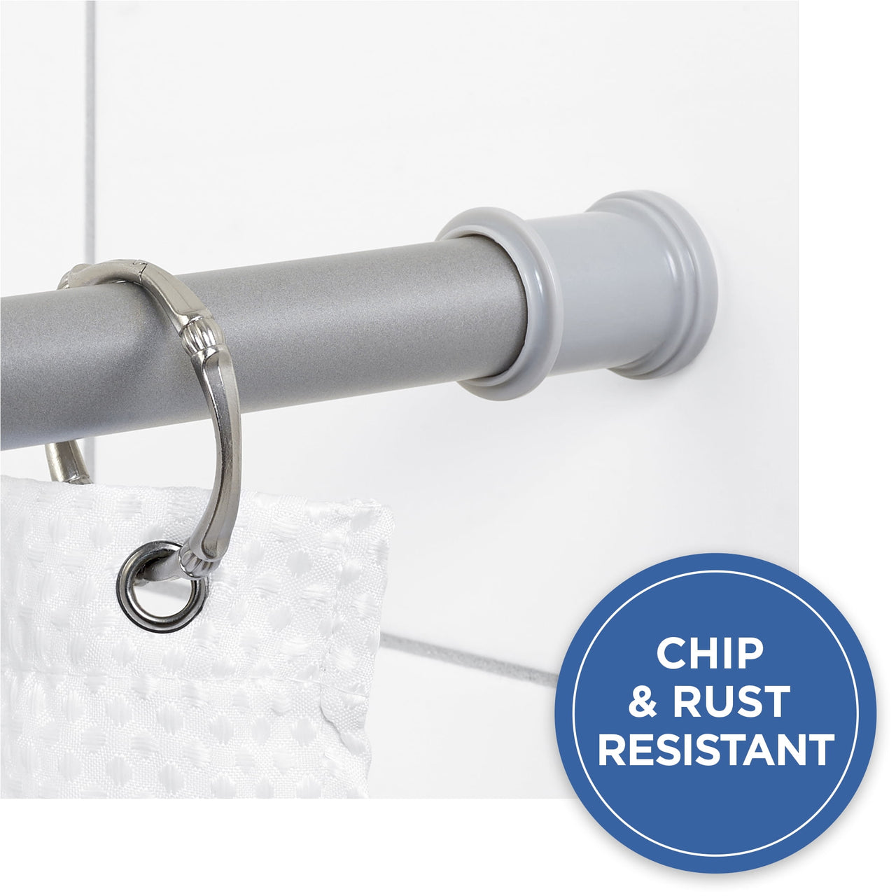 Mainstays Adjustable Tension Shower Curtain Rod, 44” - 72", No Drilling, Matte Black