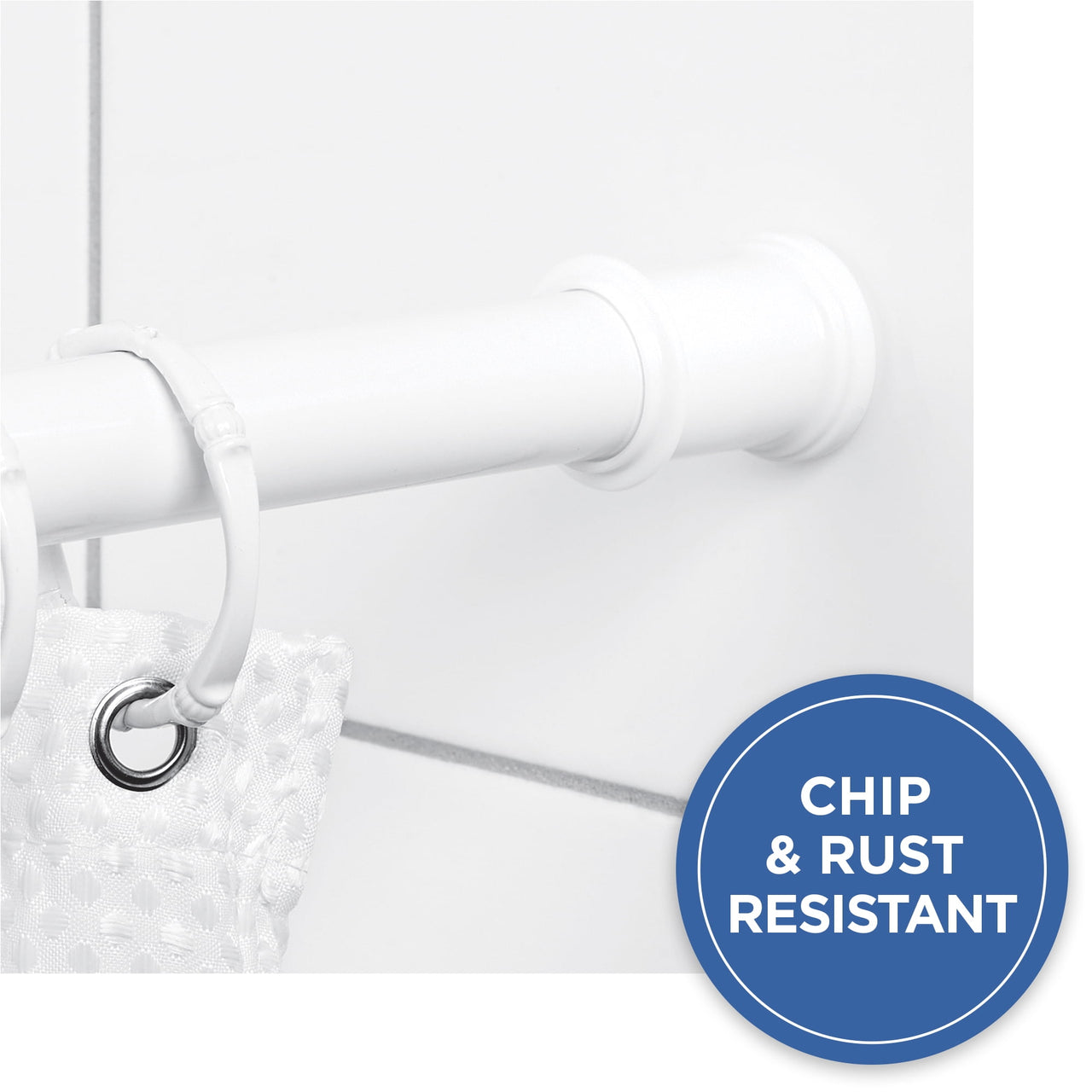 Mainstays Adjustable Tension Shower Curtain Rod, 44” - 72", No Drilling, Matte Black