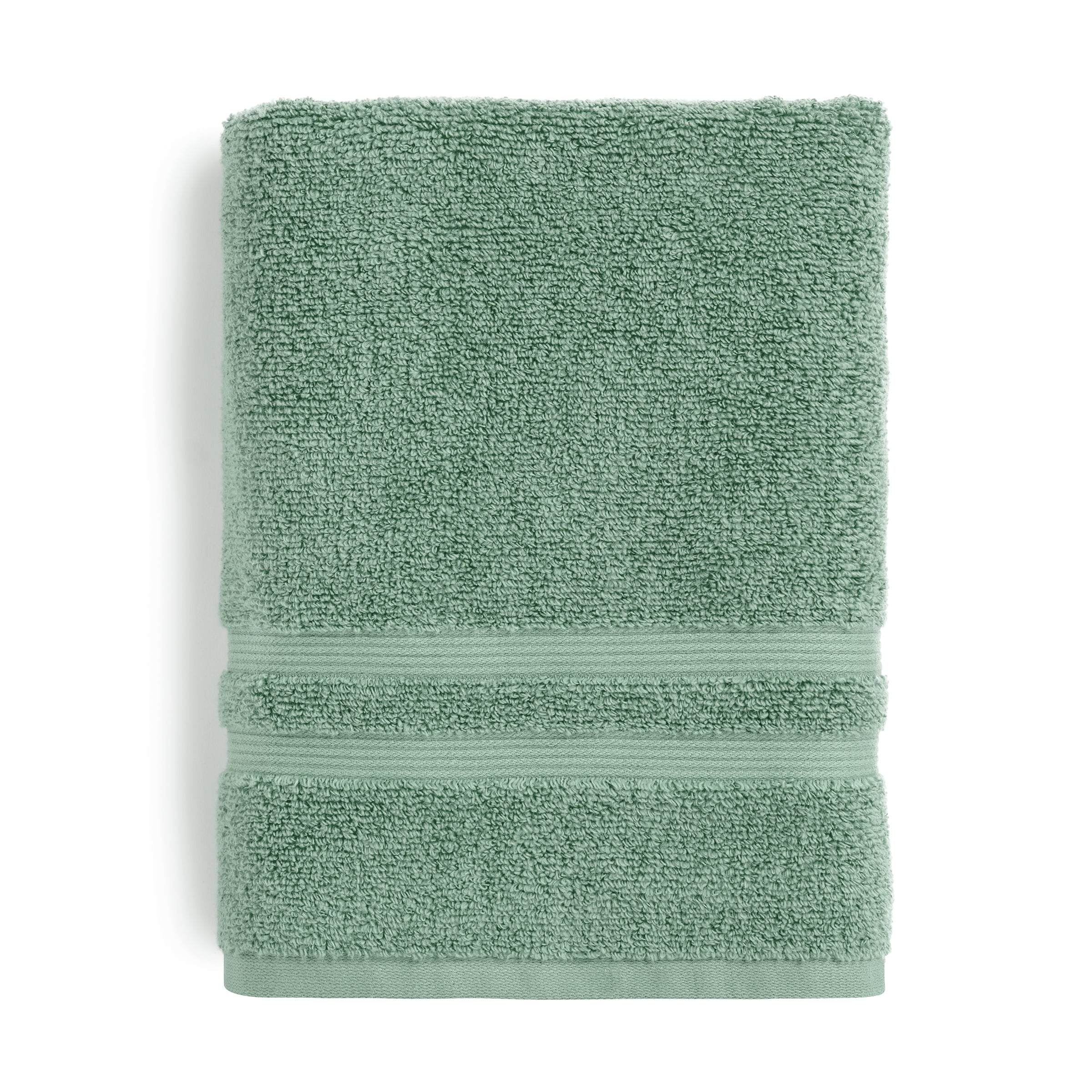 Mainstays Performance Cotton Bath Towel, Super Soft Quick Dry Fade Resistant, Solid Green