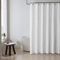 My Texas House White/White Embroidered Holiday Farmhouse Bow Cotton Shower Curtain, 72