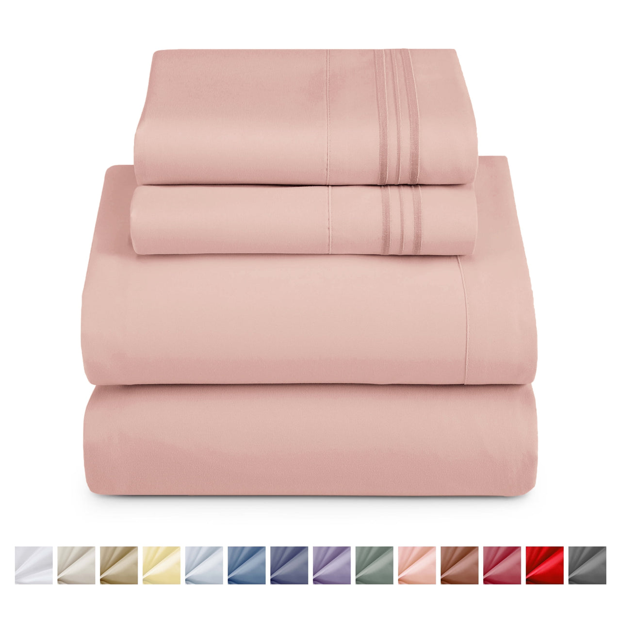 Nestl Queen Sheets Set, 1800 Series 4 Piece Sheets Queen Sheets Set, Luxury Soft Microfiber Queen Size Gray Bed Sheets Set, Gray