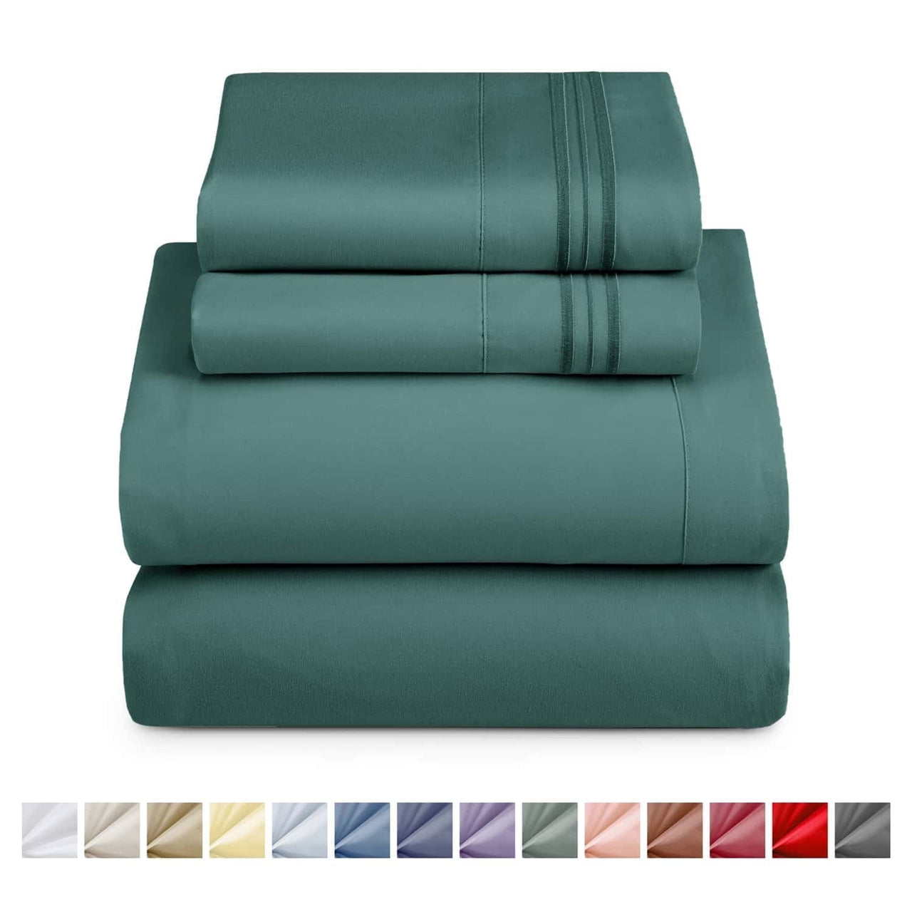 Nestl Queen Sheets Set, 1800 Series 4 Piece Sheets Queen Sheets Set, Luxury Soft Microfiber Queen Size Gray Bed Sheets Set, Gray