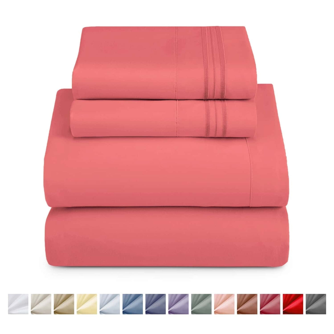 Nestl Queen Sheets Set, 1800 Series 4 Piece Sheets Queen Sheets Set, Luxury Soft Microfiber Queen Size Gray Bed Sheets Set, Gray