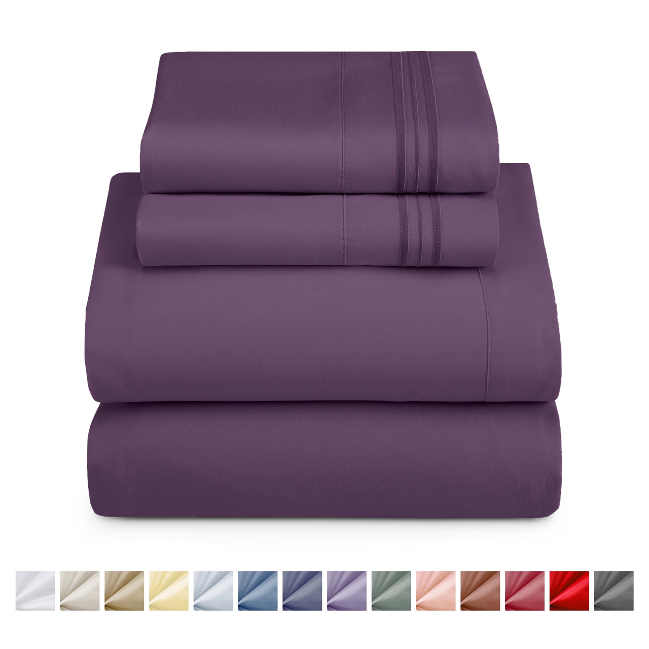 Nestl Queen Sheets Set, 1800 Series 4 Piece Sheets Queen Sheets Set, Luxury Soft Microfiber Queen Size Gray Bed Sheets Set, Gray