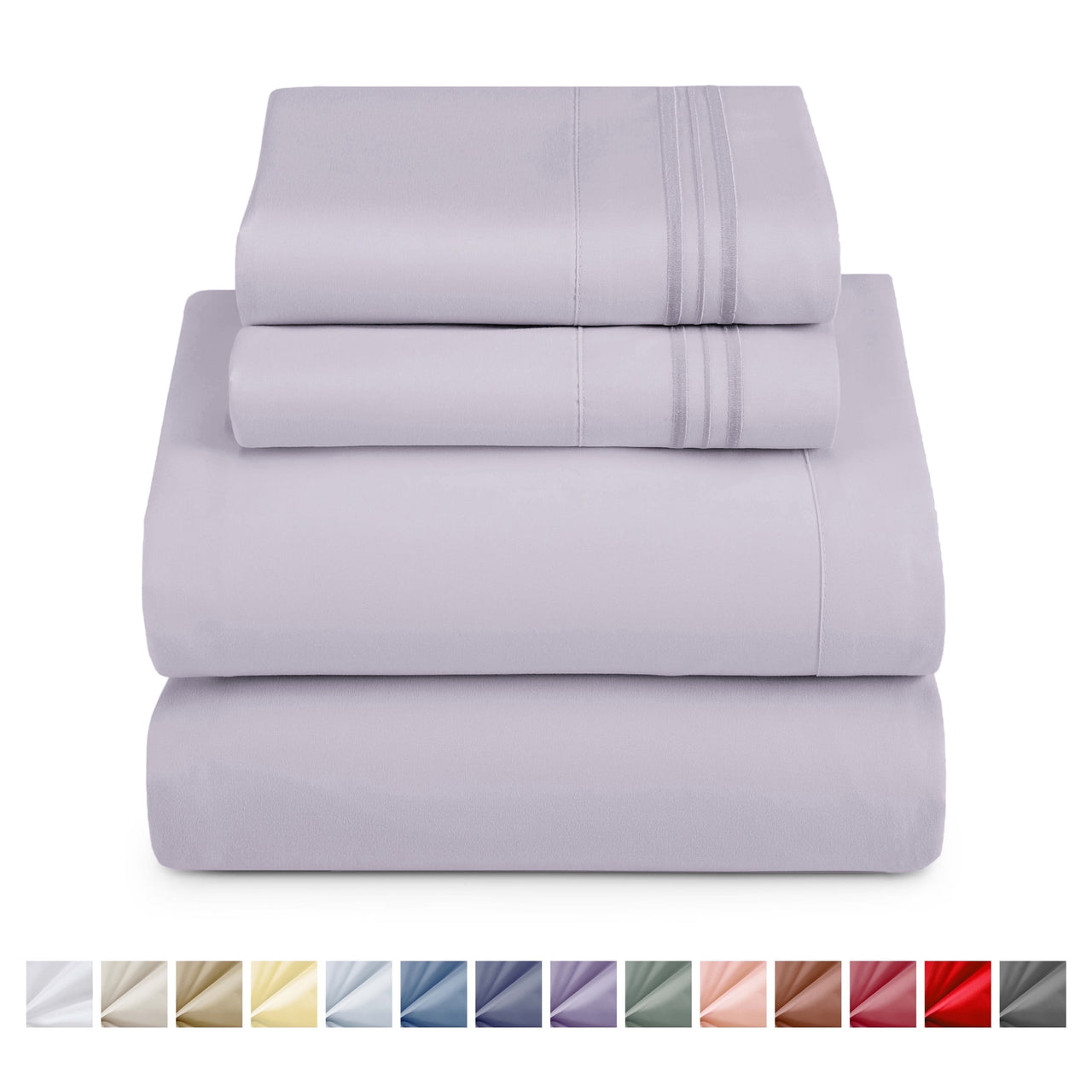 Nestl Queen Sheets Set, 1800 Series 4 Piece Sheets Queen Sheets Set, Luxury Soft Microfiber Queen Size Gray Bed Sheets Set, Gray