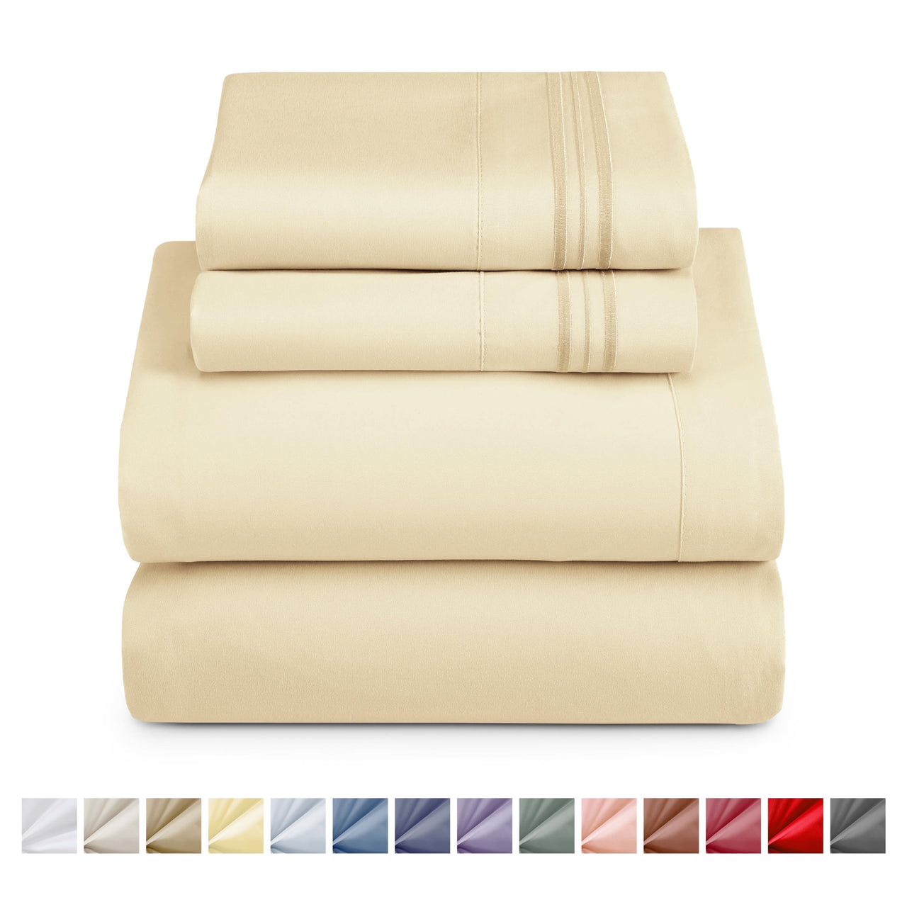 Nestl Queen Sheets Set, 1800 Series 4 Piece Sheets Queen Sheets Set, Luxury Soft Microfiber Queen Size Gray Bed Sheets Set, Gray