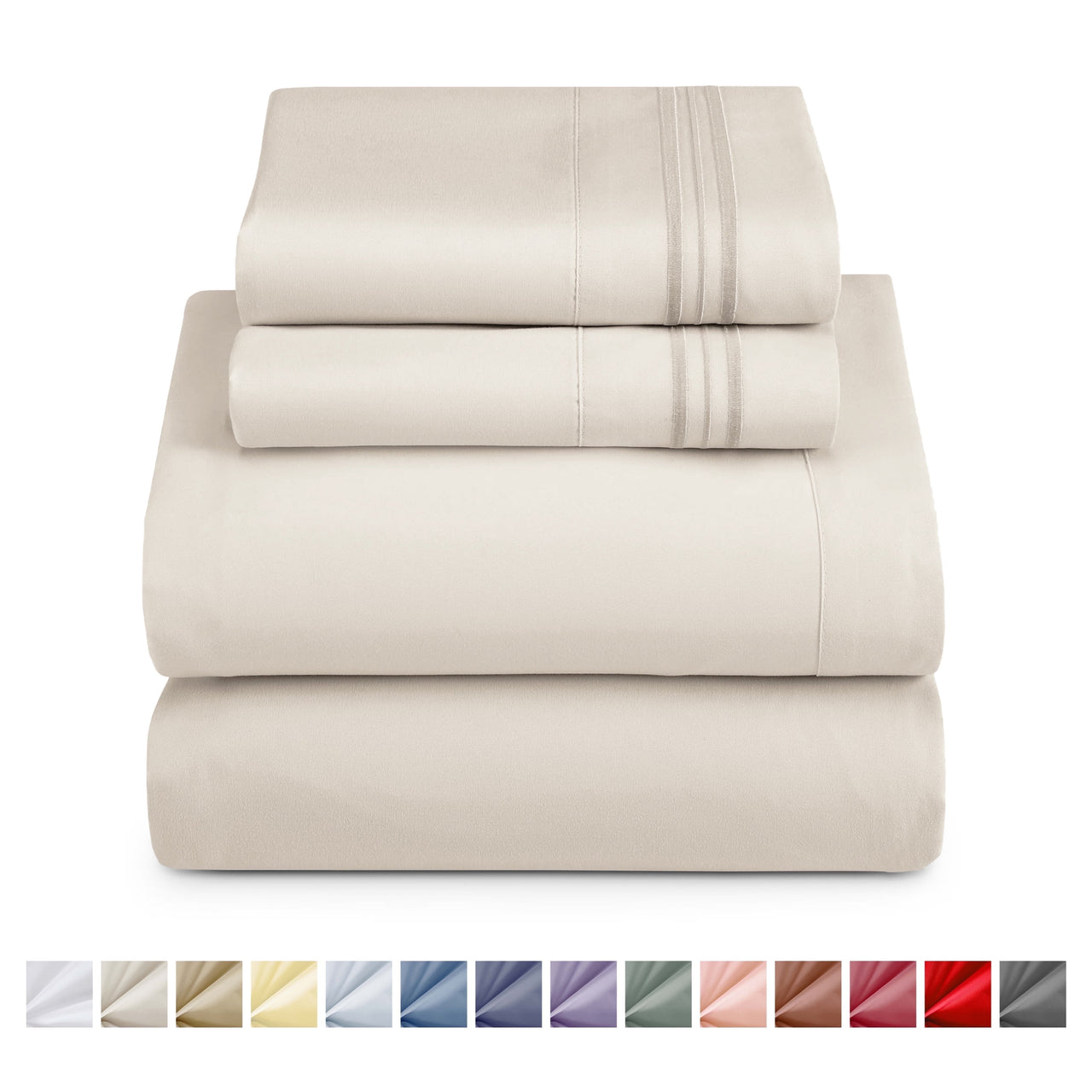 Nestl Queen Sheets Set, 1800 Series 4 Piece Sheets Queen Sheets Set, Luxury Soft Microfiber Queen Size Gray Bed Sheets Set, Gray