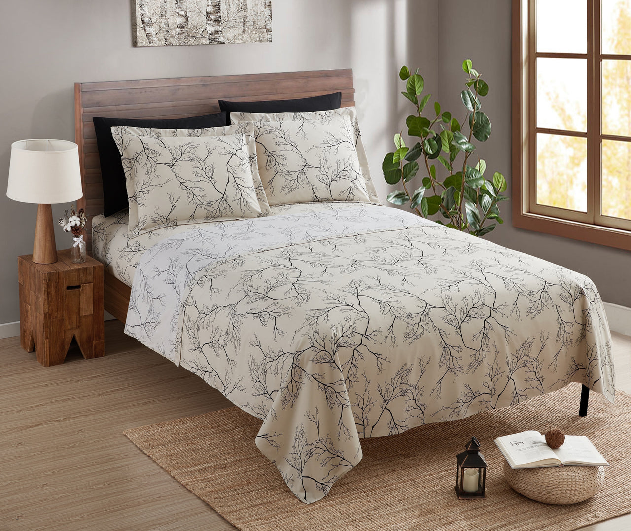 Nestl Queen Sheets Set, 1800 Series 4 Piece Sheets Queen Sheets Set, Luxury Soft Microfiber Queen Size Gray Bed Sheets Set, Gray