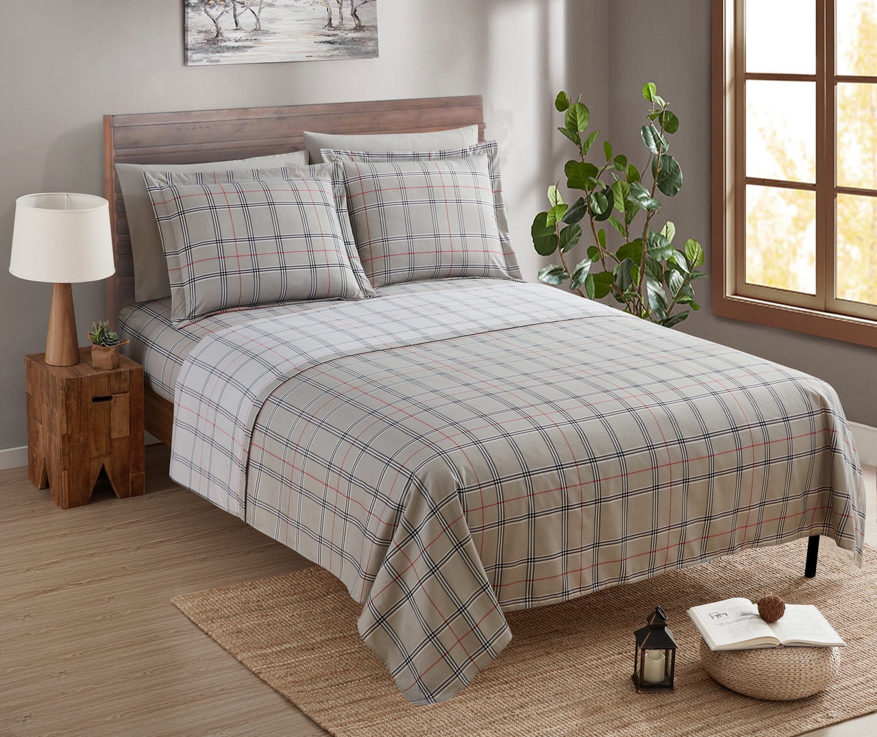 Nestl Queen Sheets Set, 1800 Series 4 Piece Sheets Queen Sheets Set, Luxury Soft Microfiber Queen Size Gray Bed Sheets Set, Gray