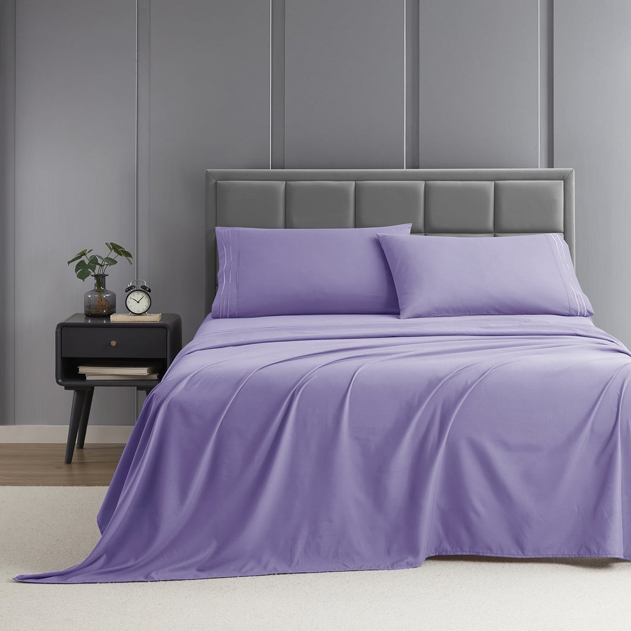 Nestl Queen Sheets Set, 1800 Series 4 Piece Sheets Queen Sheets Set, Luxury Soft Microfiber Queen Size Gray Bed Sheets Set, Gray