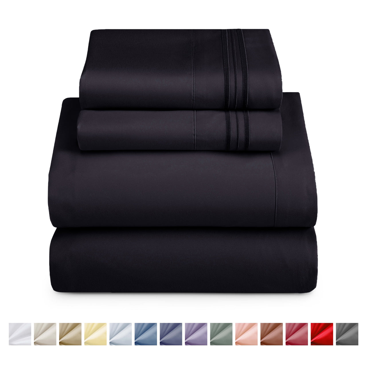 Nestl Queen Sheets Set, 1800 Series 4 Piece Sheets Queen Sheets Set, Luxury Soft Microfiber Queen Size Gray Bed Sheets Set, Gray