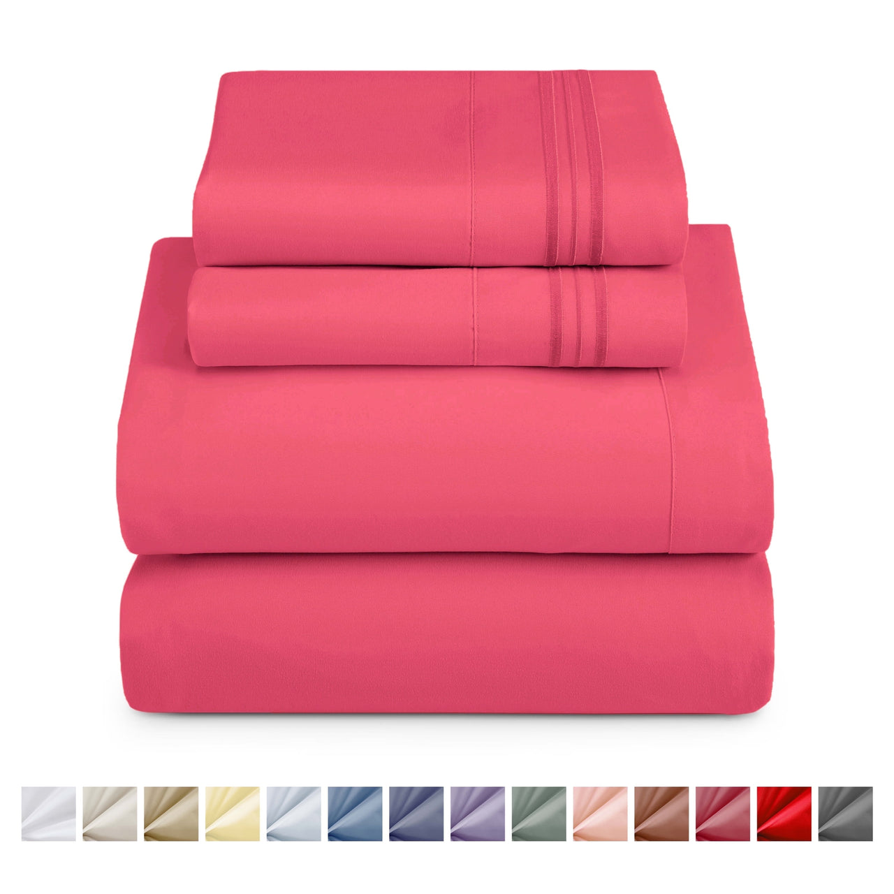 Nestl Queen Sheets Set, 1800 Series 4 Piece Sheets Queen Sheets Set, Luxury Soft Microfiber Queen Size Gray Bed Sheets Set, Gray