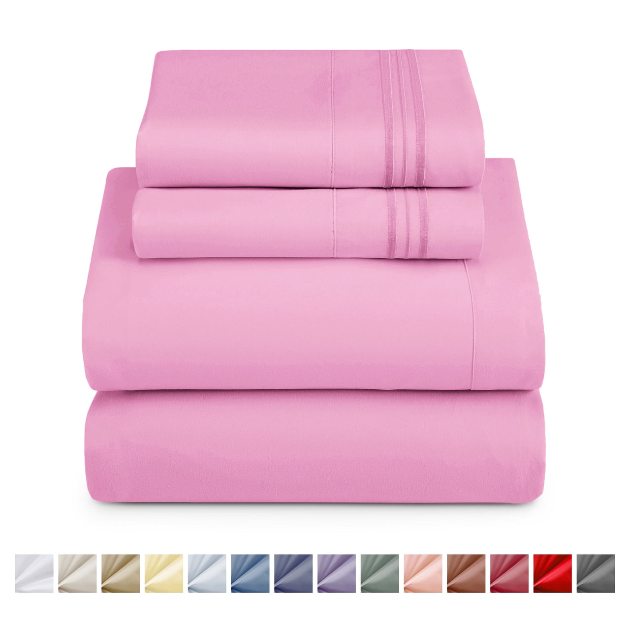 Nestl Queen Sheets Set, 1800 Series 4 Piece Sheets Queen Sheets Set, Luxury Soft Microfiber Queen Size Gray Bed Sheets Set, Gray