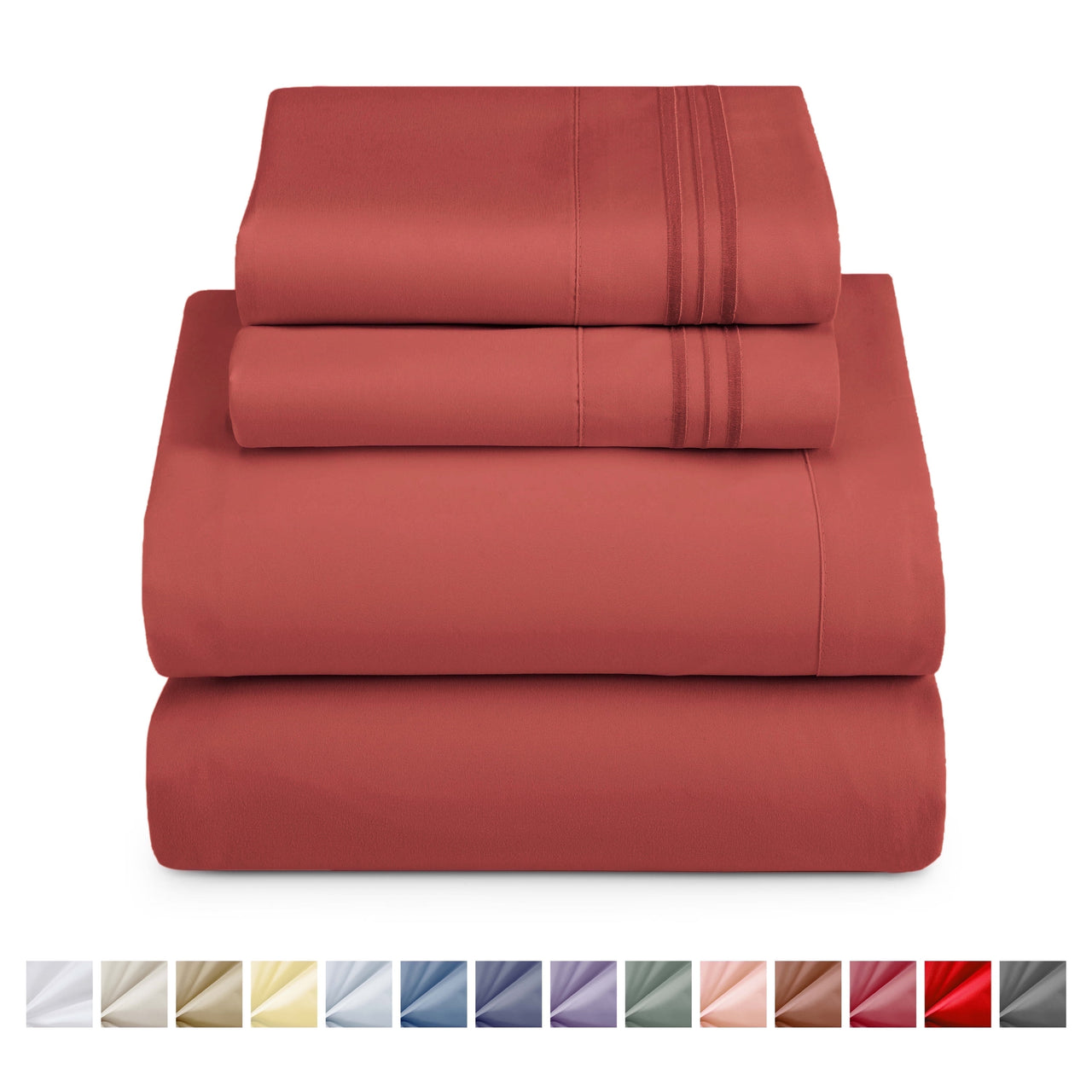 Nestl Queen Sheets Set, 1800 Series 4 Piece Sheets Queen Sheets Set, Luxury Soft Microfiber Queen Size Gray Bed Sheets Set, Gray