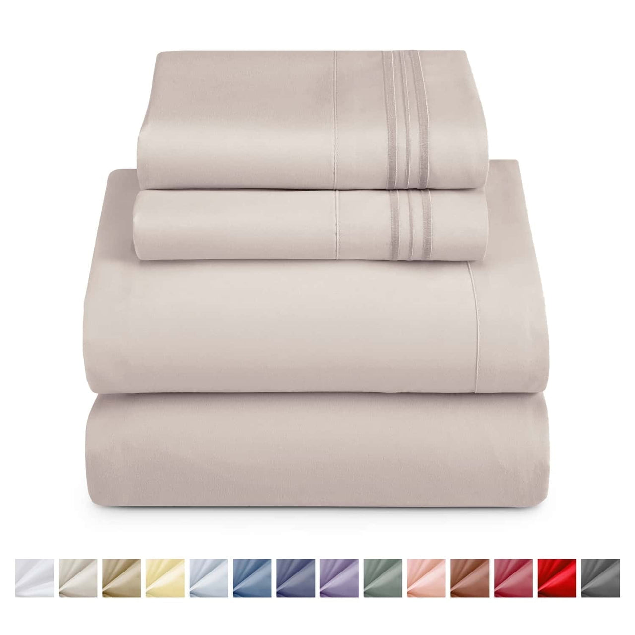 Nestl Queen Sheets Set, 1800 Series 4 Piece Sheets Queen Sheets Set, Luxury Soft Microfiber Queen Size Gray Bed Sheets Set, Gray