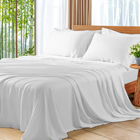 SONORO KATE 6 Pieces Bamboo Bed Sheets Set, Luxury Rayon Derived - Deep Pockets - Wrinkle Free - Extremely Soft, Queen, Dark Gray