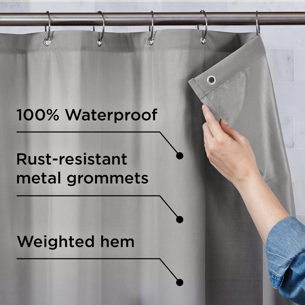 Waterproof Ultimate Shield Fabric Shower Curtain Liner, 70" x 70", Beige - Better Homes & Gardens