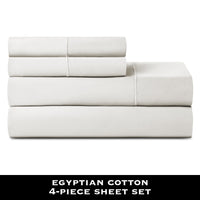 Hotel Style 4-Piece 600 Thread Count Blue Egyptian Cotton Adult Bed Sheet Set, Queen - Deep Pocket