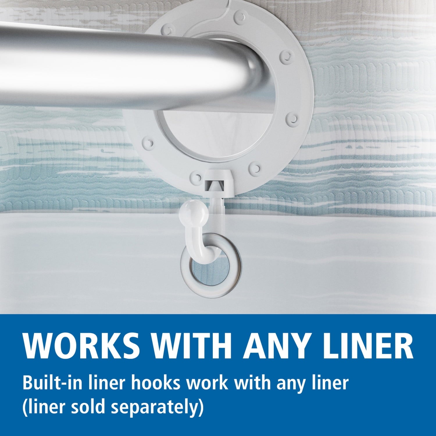 Mainstays Ombre Sweep Easy Hang Hookless Fabric Shower Curtain, 70" x 74", Blue, Green, Taupe