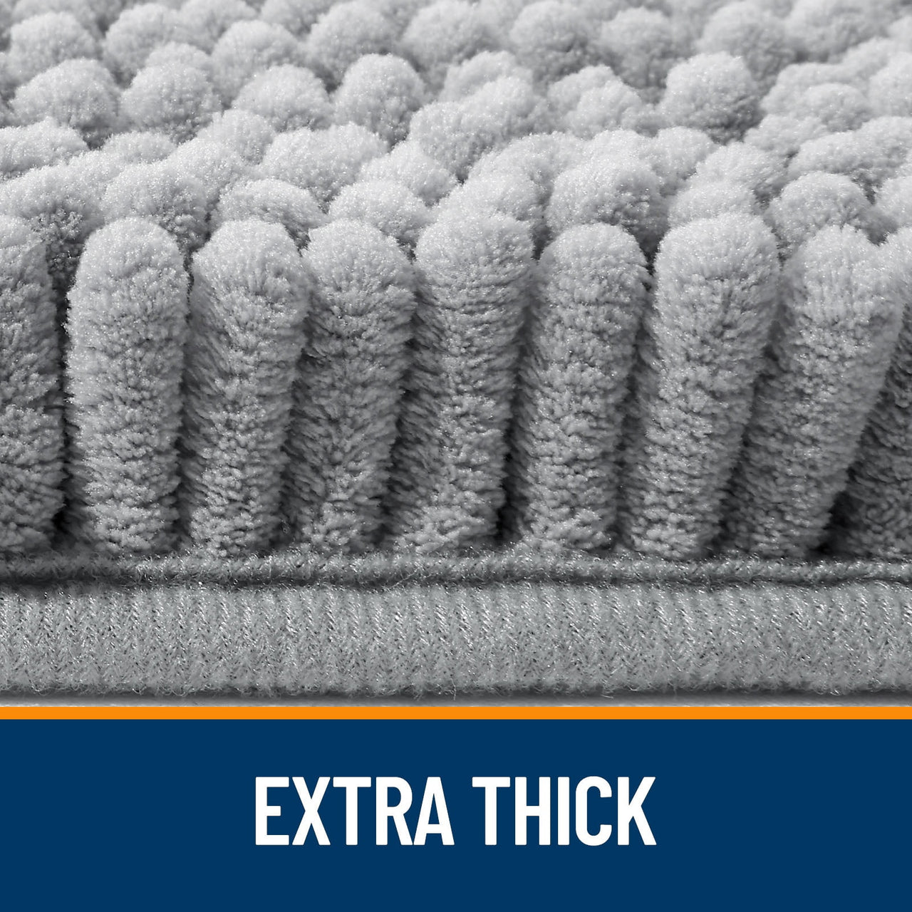 Buganda Bathroom Rugs 30x20, Quick Dry Machine Washable Chenille Bath Mats with Rubber Backing, Grey